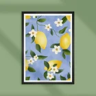 Illustration of lemons on a blue background