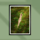 Illustration of a woman laying in a flowers field.