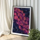 Illustration of blue and vibrant colors leaves.