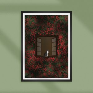 Paws by the window_art print mockup