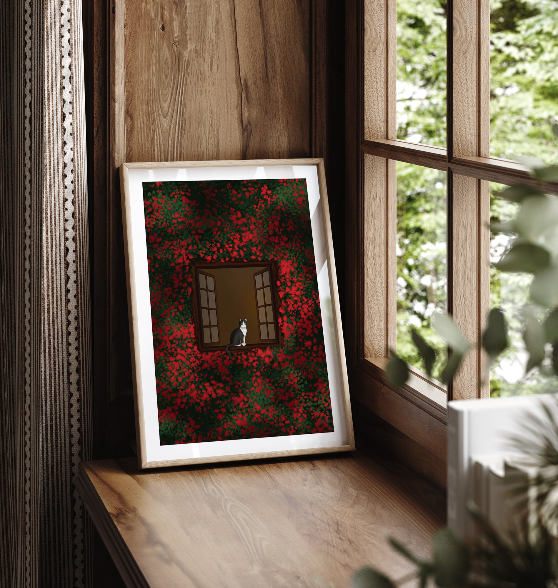 Paws by the window_art print mockup