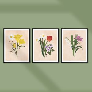 Spring flowers bundle_art prints mockup