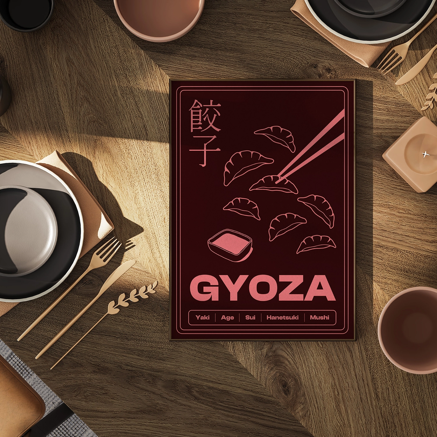 line art gyoza illustration