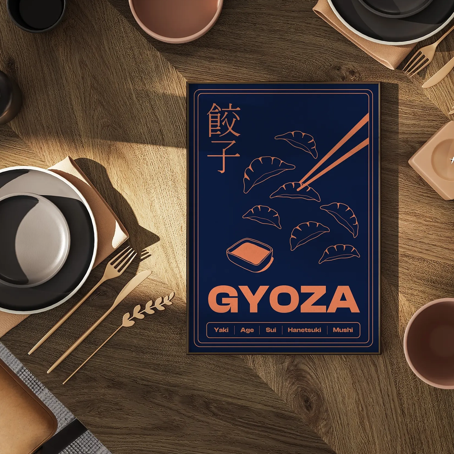 line art gyoza illustration