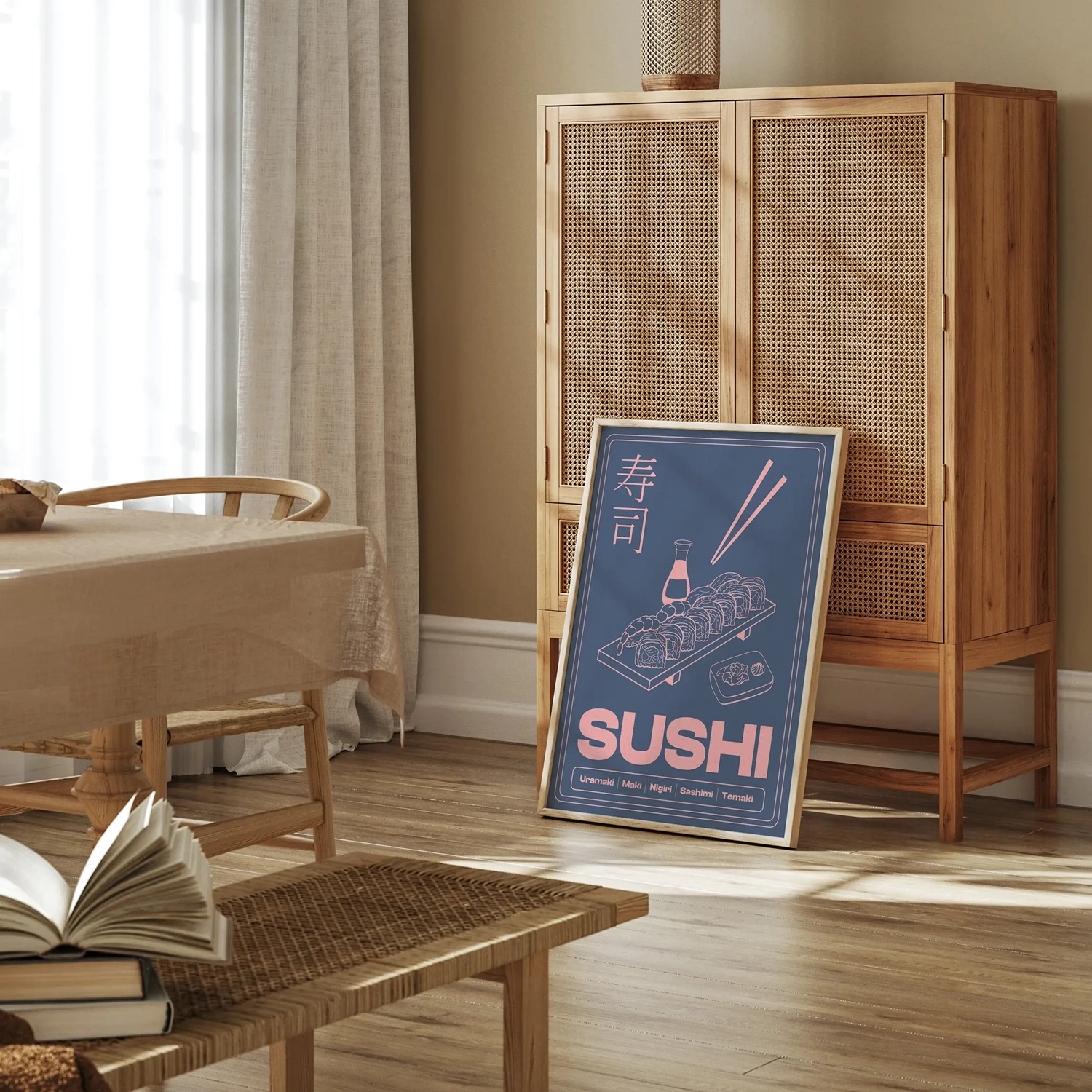 line art sushi illustration