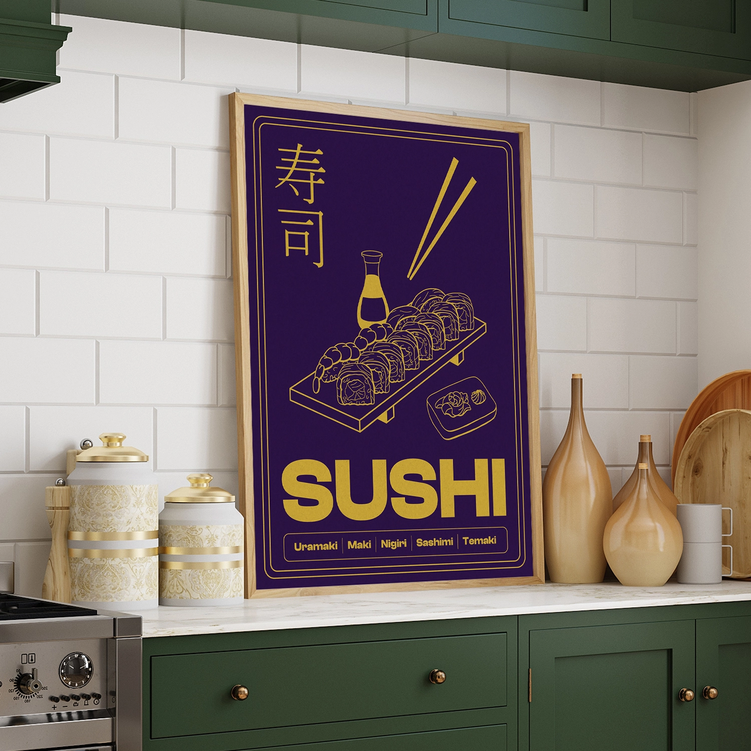 line art sushi illustration